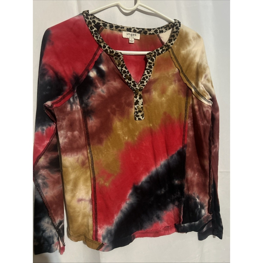 Umgee Bright Tie-Dye Long Sleeve Reverse Stitching Size S